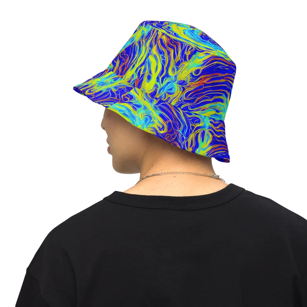 Sapphire Vortex on Reversible Bucket Hat — Back Inside