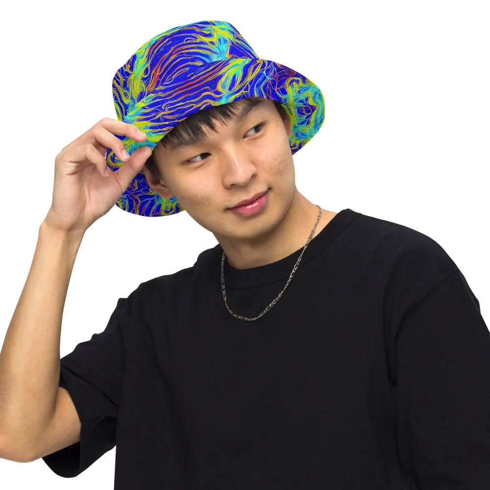 Sapphire Vortex on Reversible Bucket Hat — Front Inside