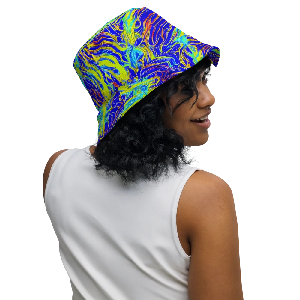 Sapphire Vortex on Reversible Bucket Hat — Right Outside