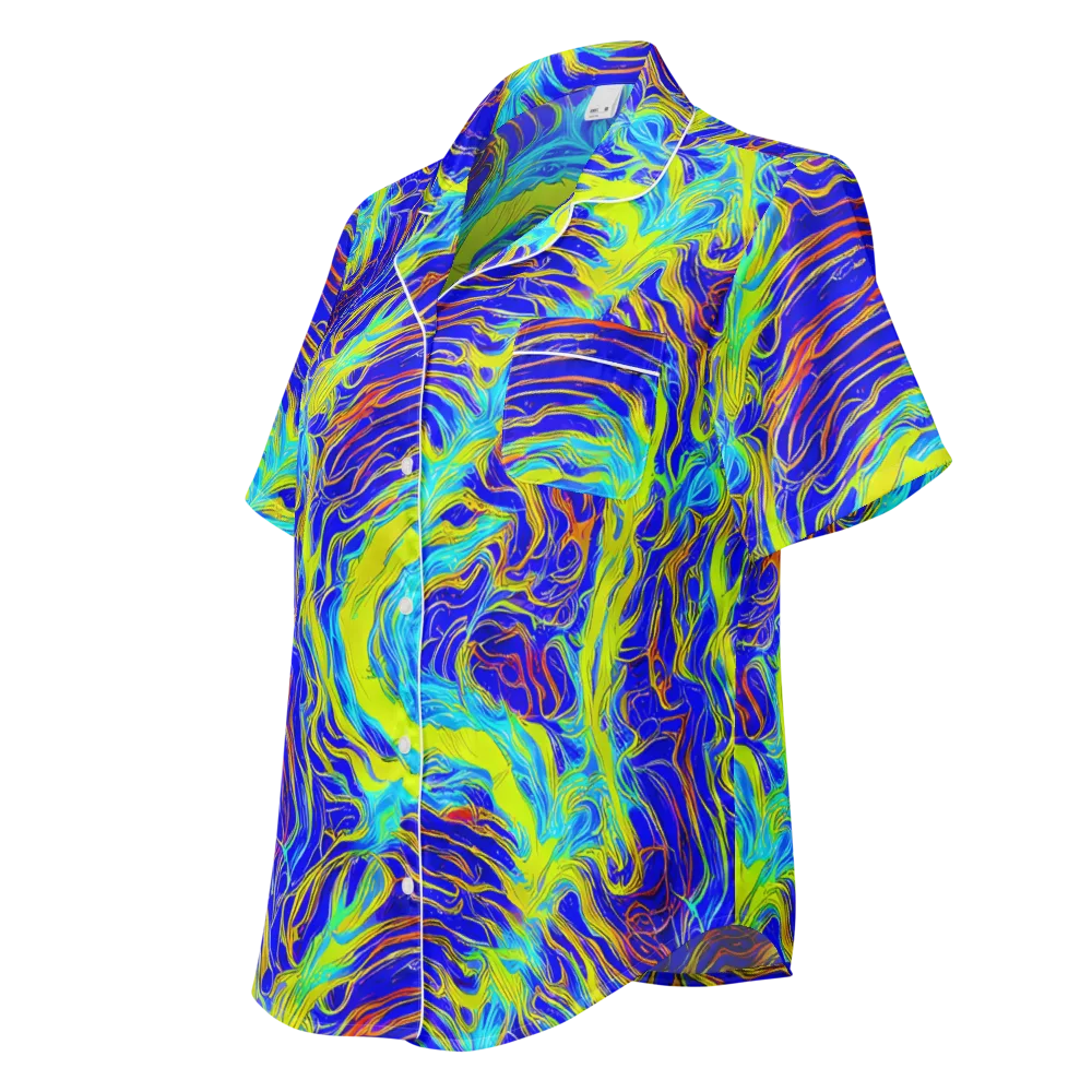 Sapphire Vortex on Women's Short Sleeve Pajama Top — Left Front