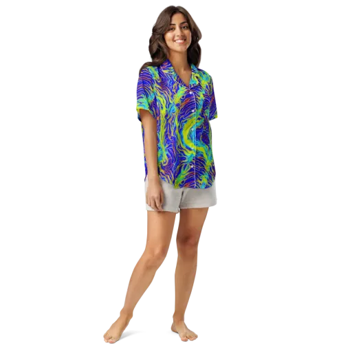 Sapphire Vortex on a Women's Short Sleeve Pajama Top