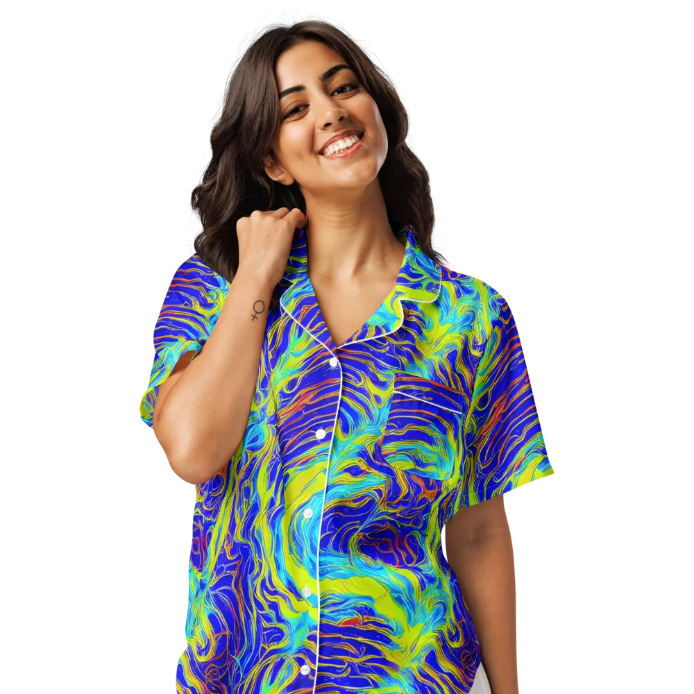 Sapphire Vortex on Women's Short Sleeve Pajama Top — Front