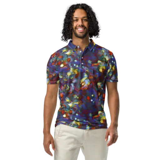 Indigo Ecstasy on a Men's Slim Fit Polo Shirt
