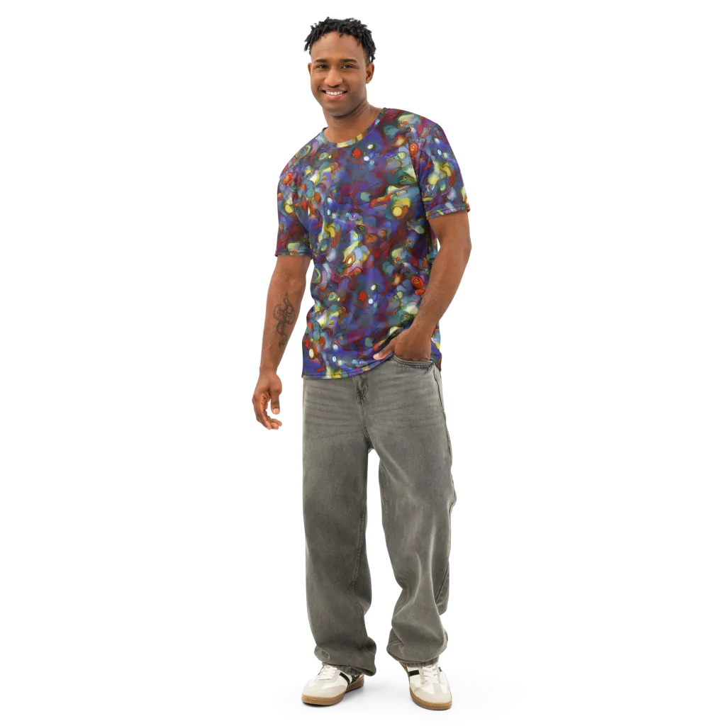 Indigo Ecstasy on Men's Cotton Crew Neck T-Shirt — Front