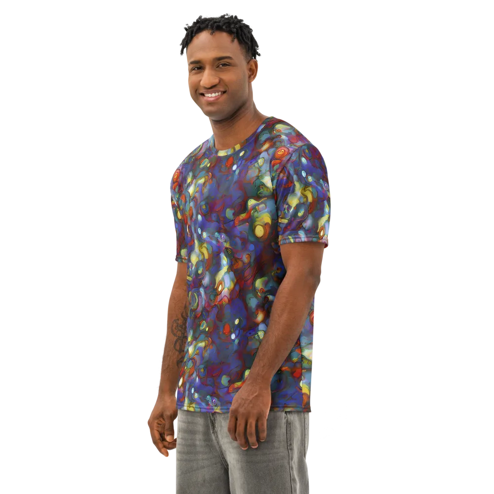 Indigo Ecstasy on Men's Cotton Crew Neck T-Shirt — Left Front