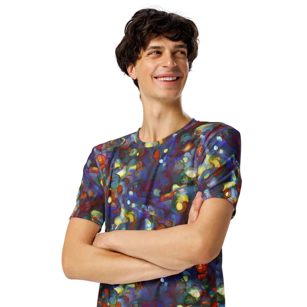 Indigo Ecstasy on Men's Crew Neck T-Shirt — Left Front