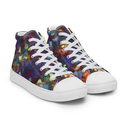 Indigo Ecstasy on a Men's High Top Canvas Shoes