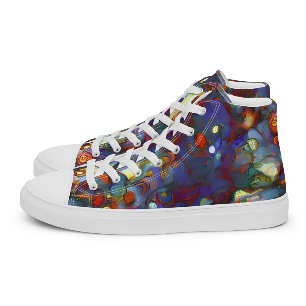 Indigo Ecstasy on Men's High Top Canvas Shoes — Left