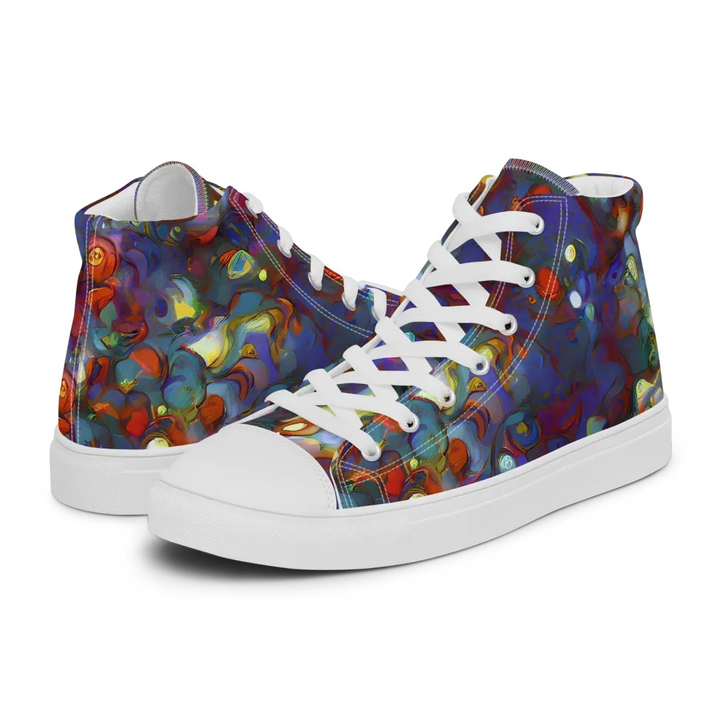 Indigo Ecstasy on Men's High Top Canvas Shoes — Left