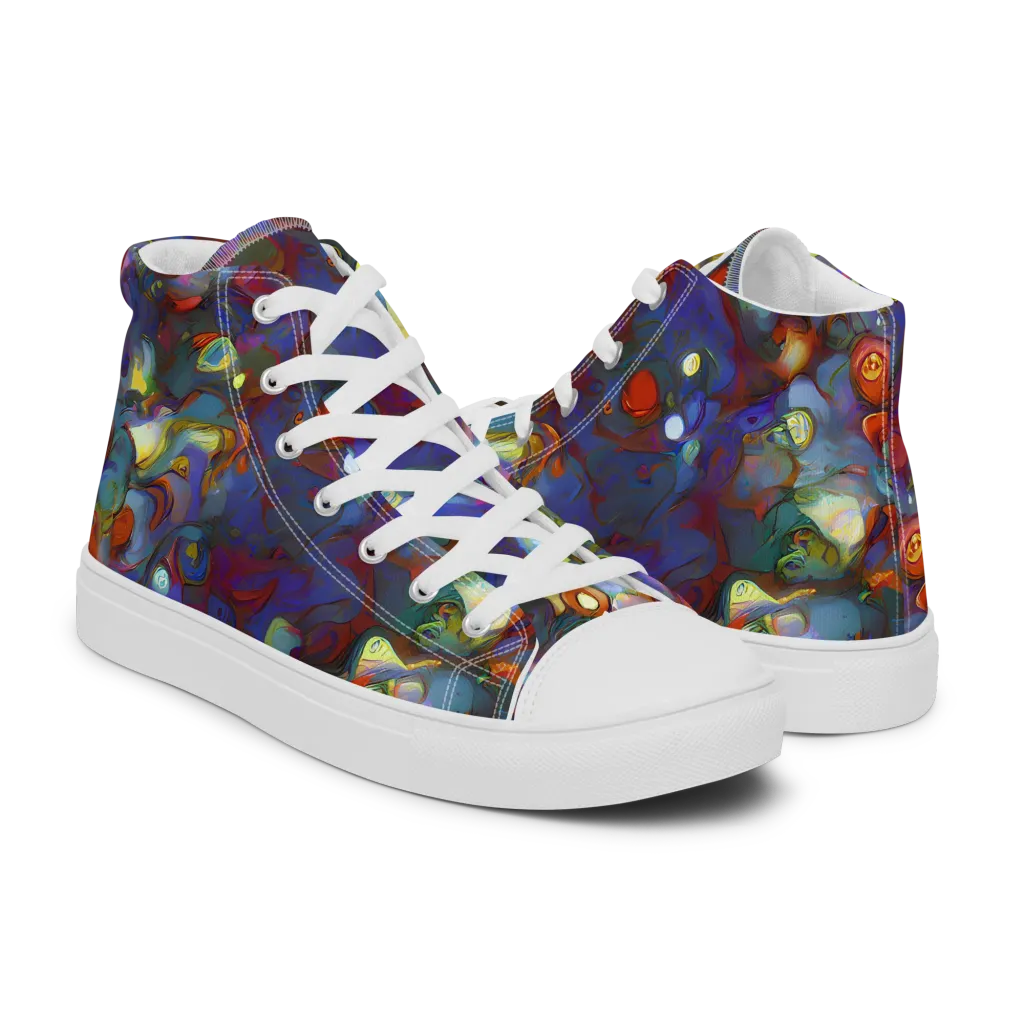 Indigo Ecstasy on Men's High Top Canvas Shoes — Right