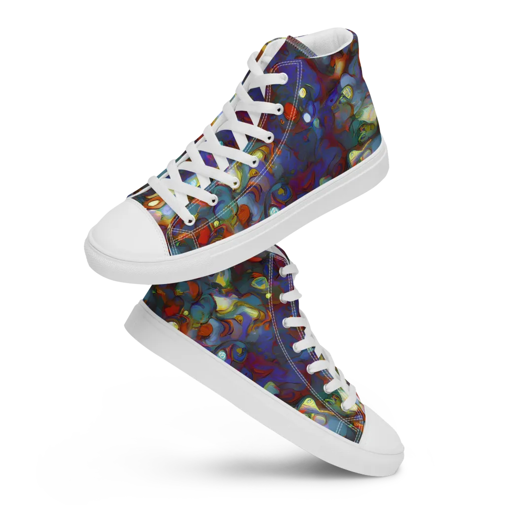 Indigo Ecstasy on Men's High Top Canvas Shoes — Front