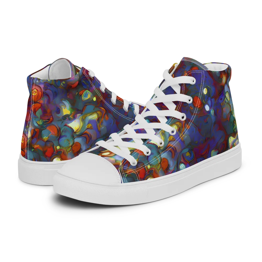 Indigo Ecstasy on Women's High Top Canvas Shoes — Left