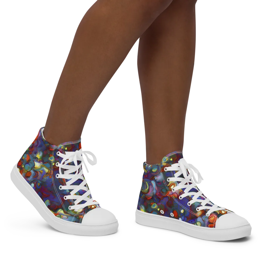 Indigo Ecstasy on Women's High Top Canvas Shoes — Right