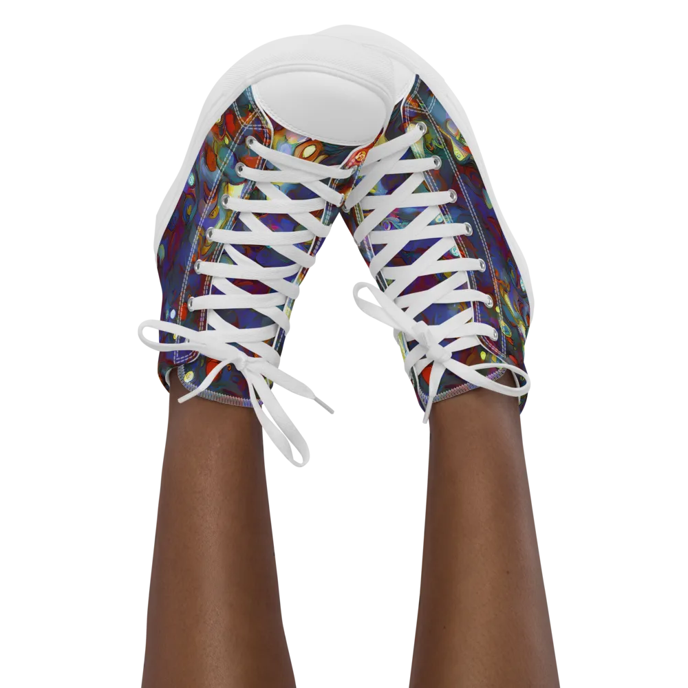 Indigo Ecstasy on Women's High Top Canvas Shoes — Front