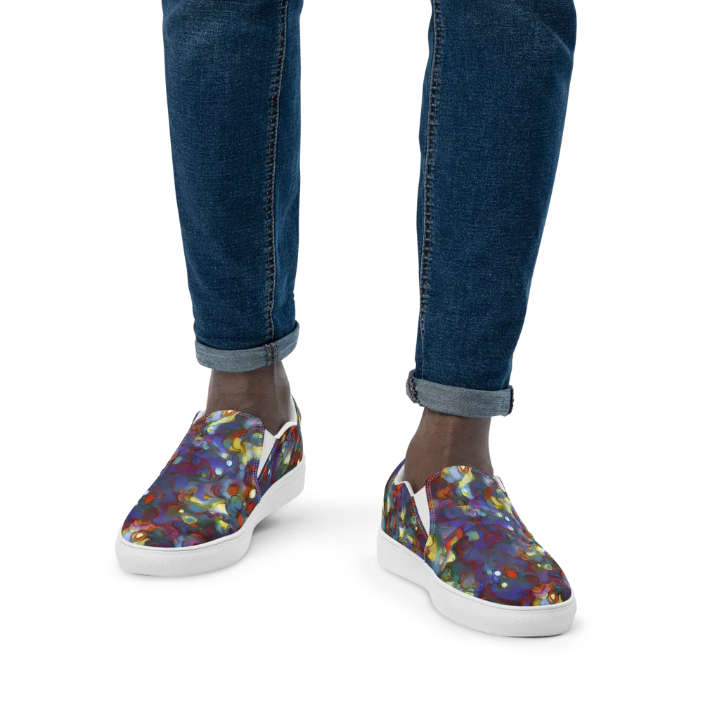 Indigo Ecstasy on Men's Slip-On Canvas Shoes — Front