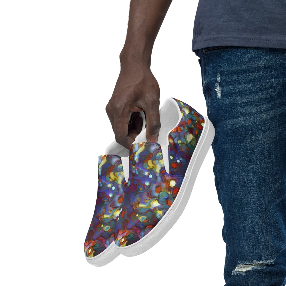 Indigo Ecstasy on Men's Slip-On Canvas Shoes — Left Front