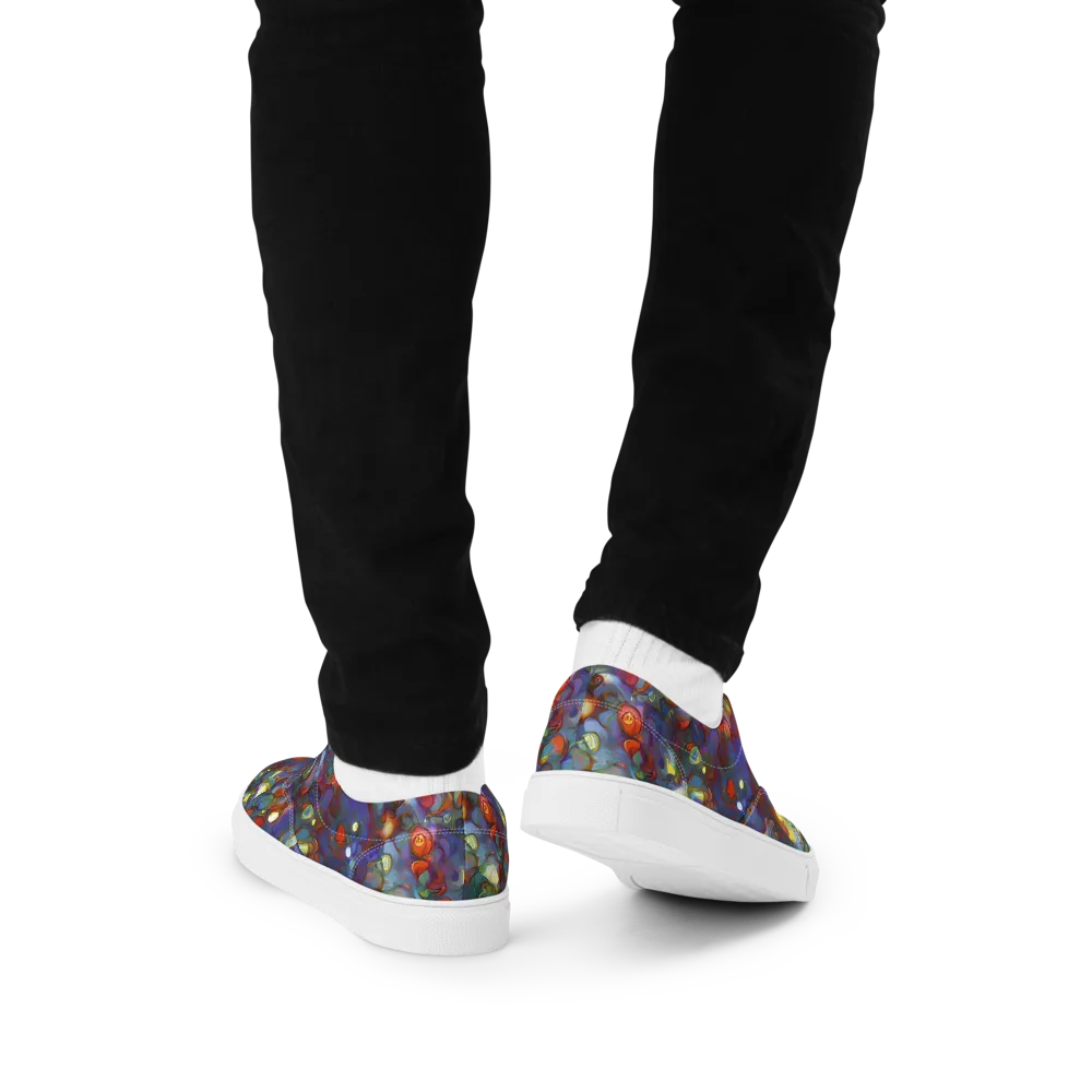 Indigo Ecstasy on Men's Lace-Up Canvas Shoes — Back