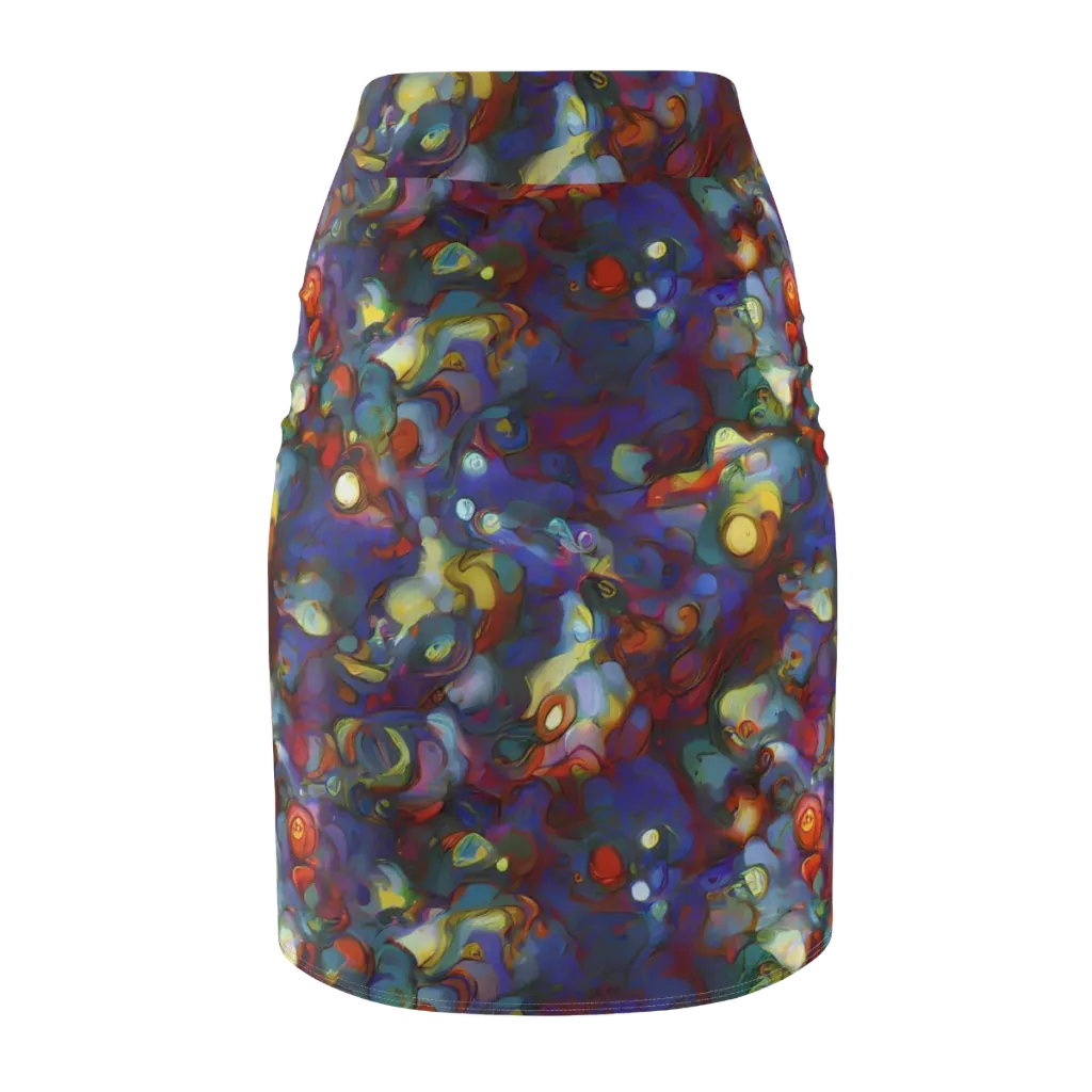 Indigo Ecstasy on Pencil Skirt — Back
