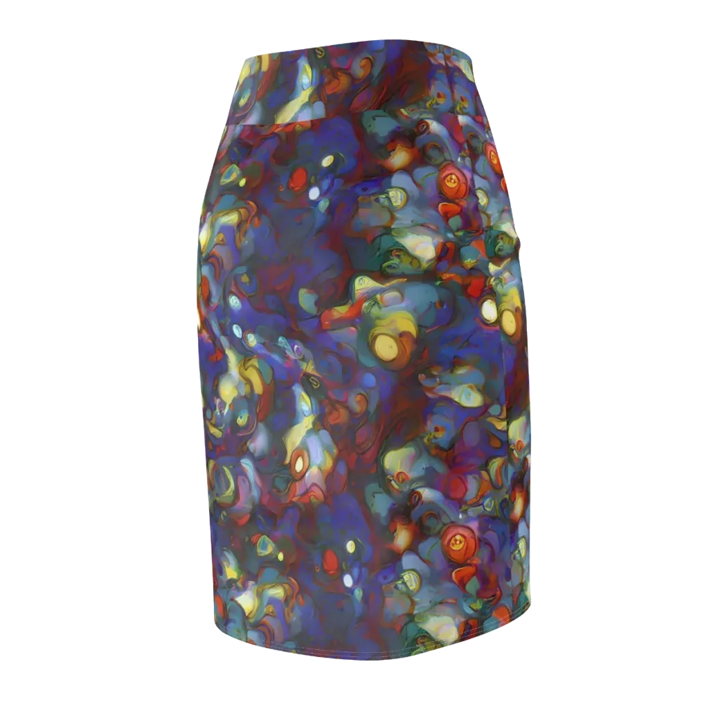 Indigo Ecstasy on Pencil Skirt — Back Side