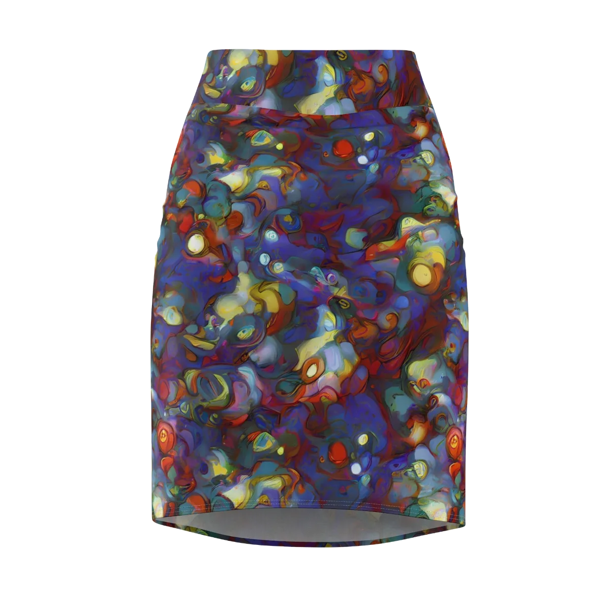 Indigo Ecstasy on Pencil Skirt — Front