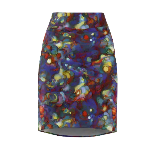 Indigo Ecstasy on a Pencil Skirt