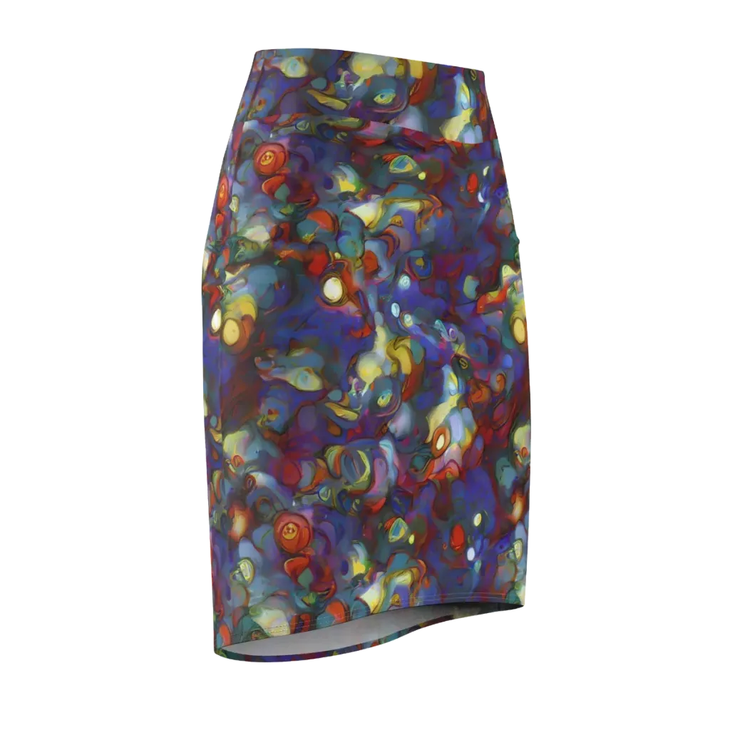 Indigo Ecstasy on Pencil Skirt — Front Side