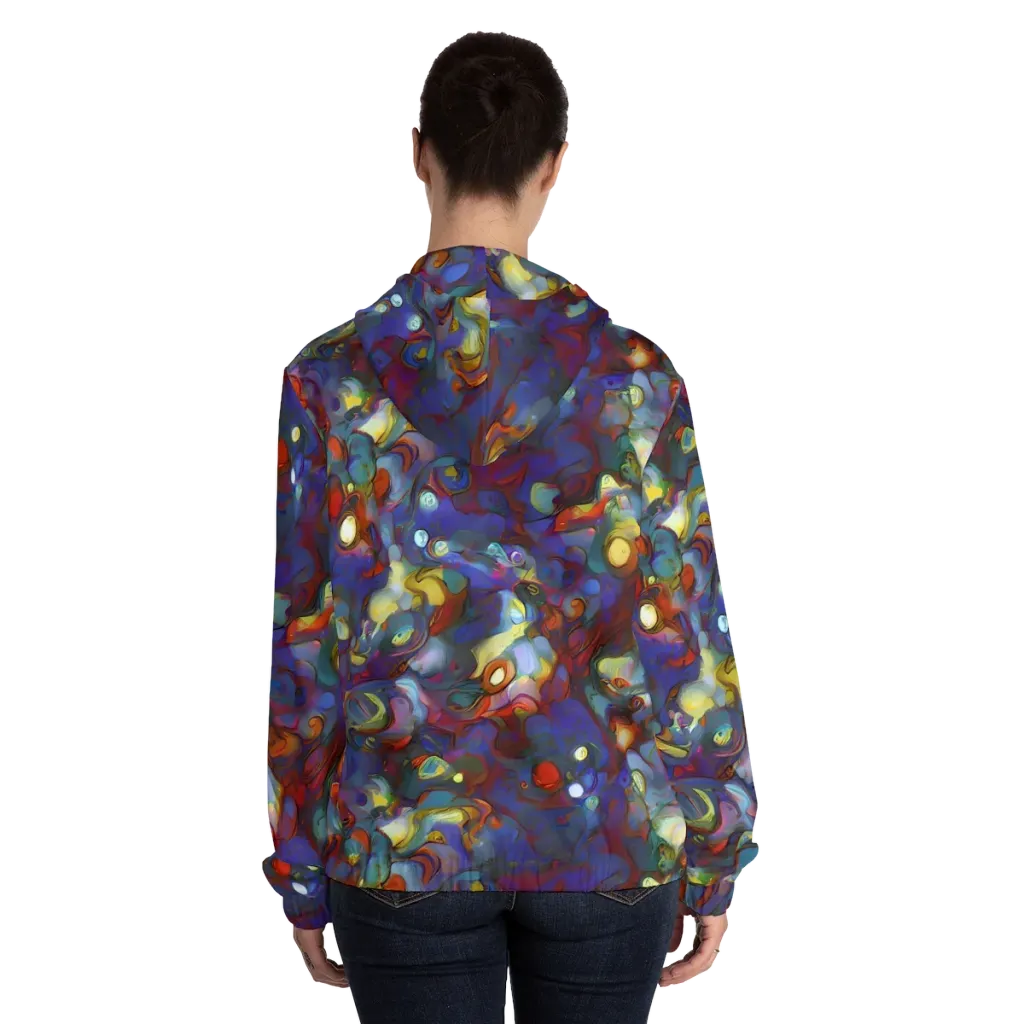Indigo Ecstasy on Women's Full-Zip Hoodie — Back On Person