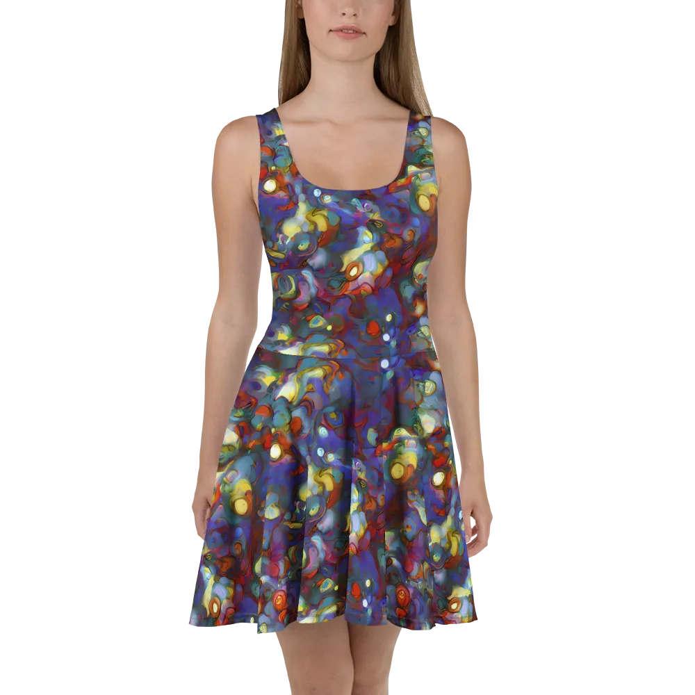 Indigo Ecstasy on Skater Dress — Front