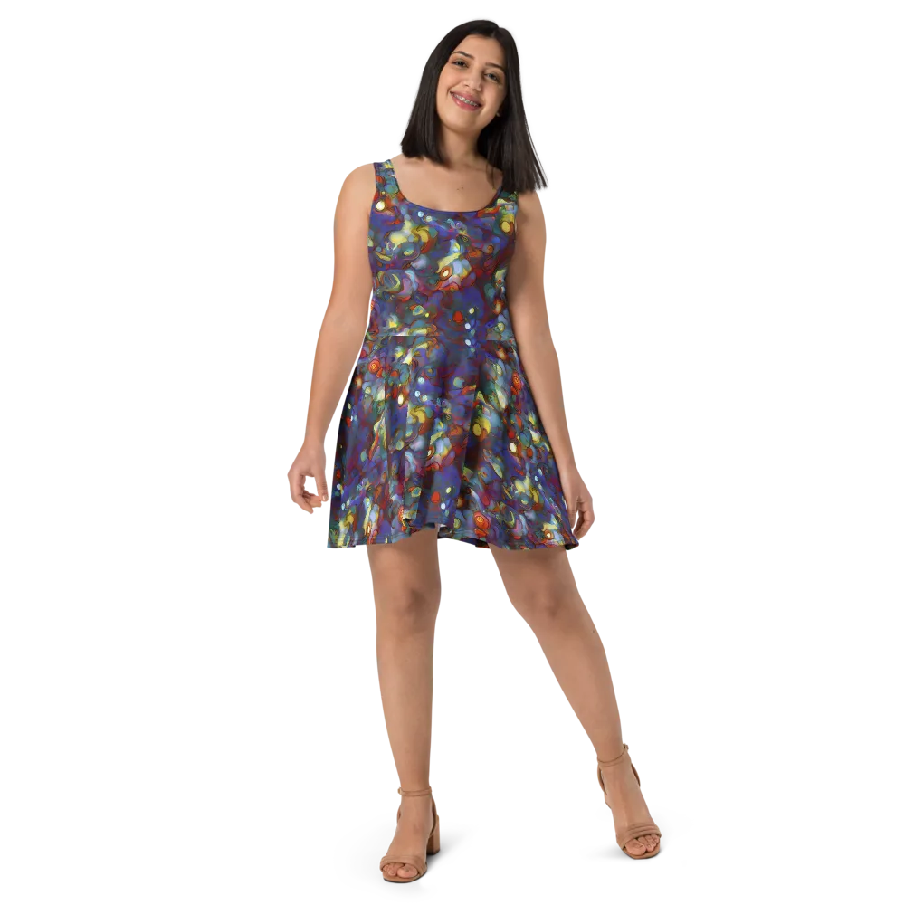 Indigo Ecstasy on Skater Dress — Front