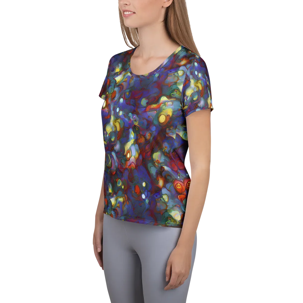 Indigo Ecstasy on Women's Athletic T-Shirt — Left