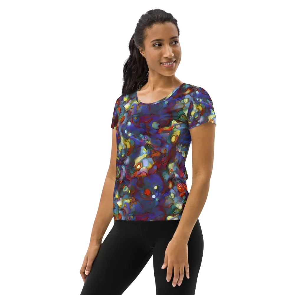 Indigo Ecstasy on Women's Athletic T-Shirt — Left