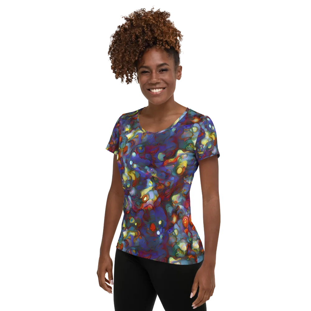 Indigo Ecstasy on Women's Athletic T-Shirt — Left