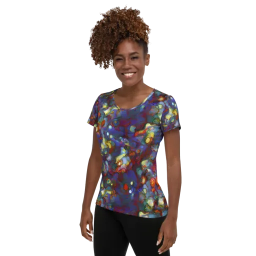 Indigo Ecstasy on a Women's Athletic T-Shirt
