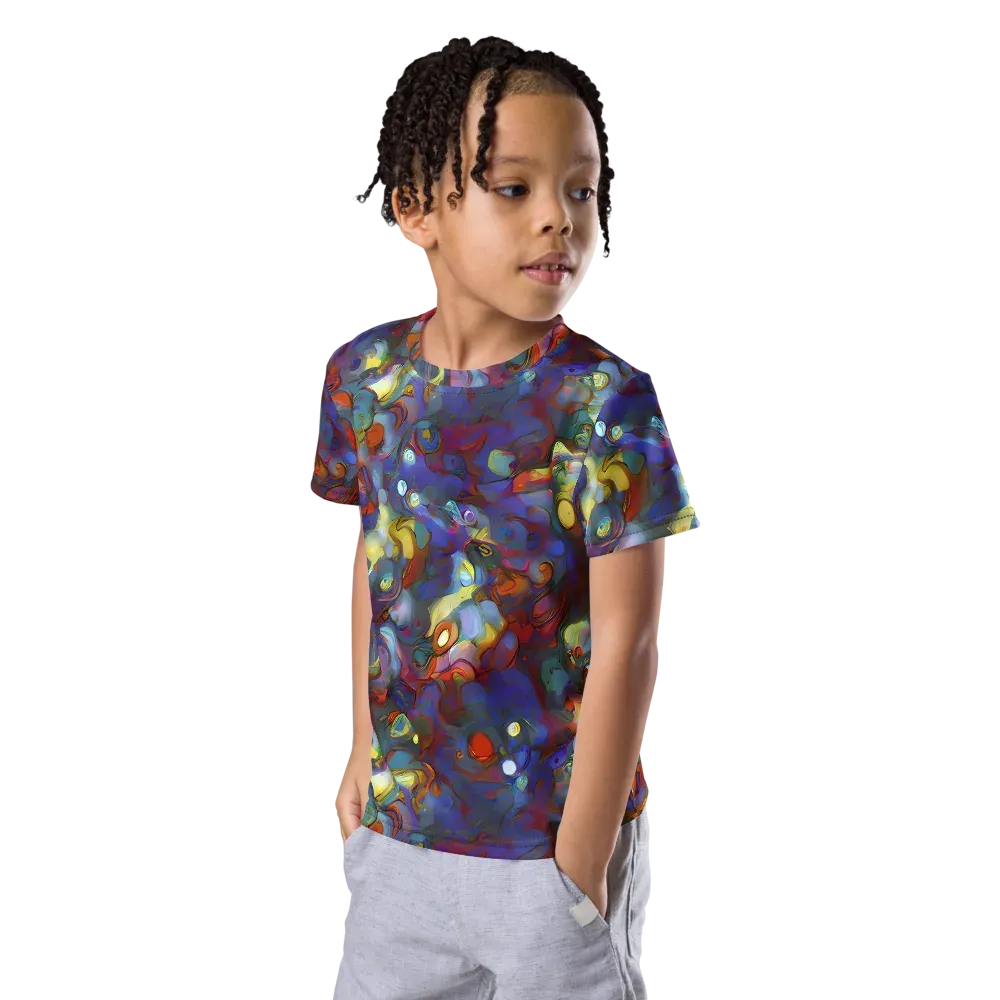 Indigo Ecstasy on Kids Crew Neck T-Shirt — Left Front