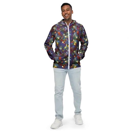 Indigo Ecstasy on a Men's Windbreaker