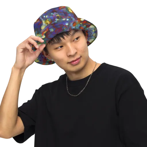 Indigo Ecstasy on a Reversible Bucket Hat