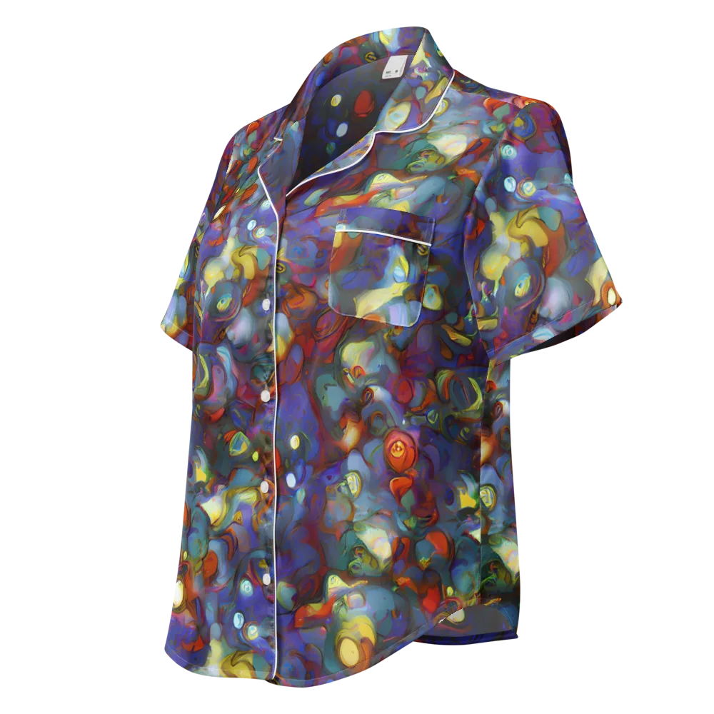 Indigo Ecstasy on Women's Short Sleeve Pajama Top — Left Front