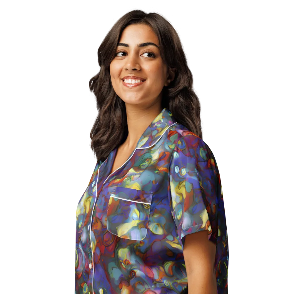 Indigo Ecstasy on Women's Short Sleeve Pajama Top — Left Front