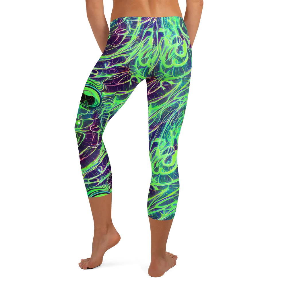 Synthwave Canopy on Capri Leggings — Back