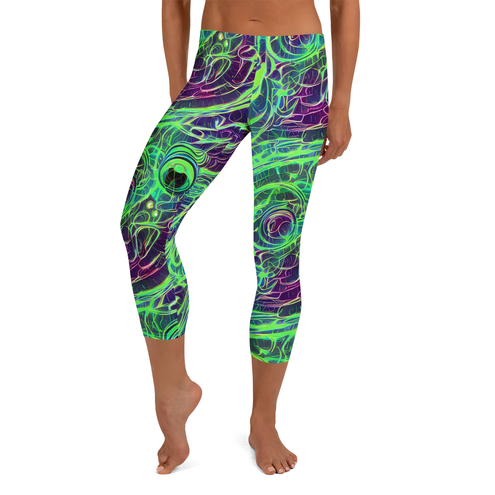 Synthwave Canopy on Capri Leggings — Front