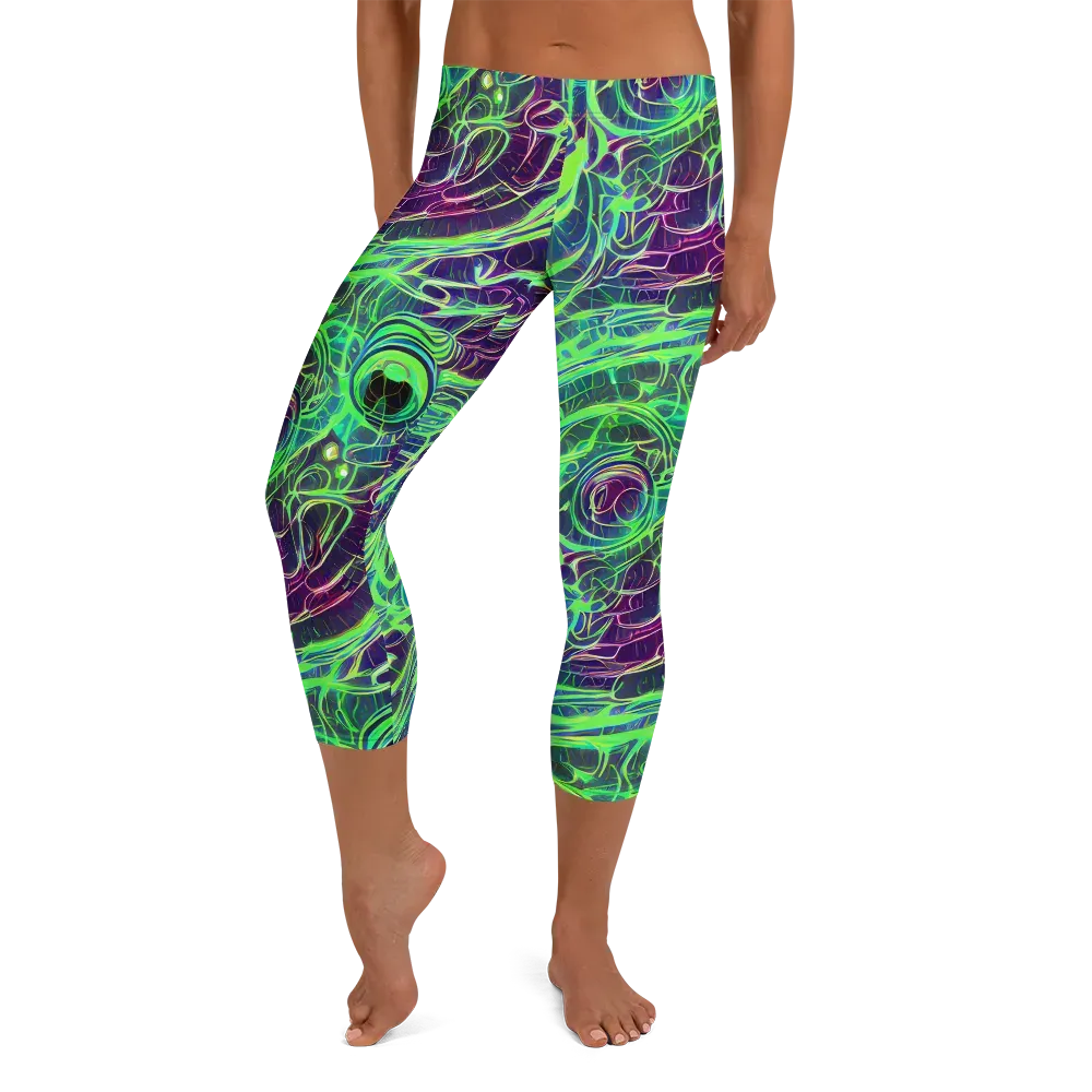Synthwave Canopy on Capri Leggings — Front