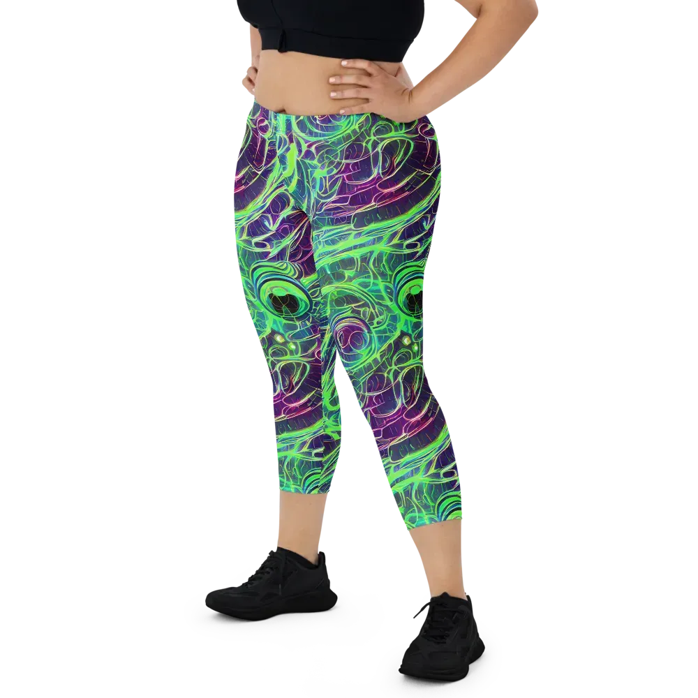 Synthwave Canopy on Capri Leggings — Front