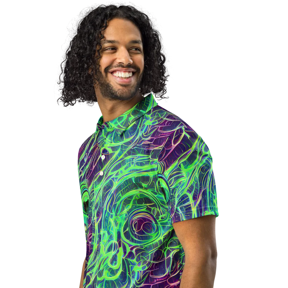 Synthwave Canopy on Men's Slim Fit Polo Shirt — Left Front