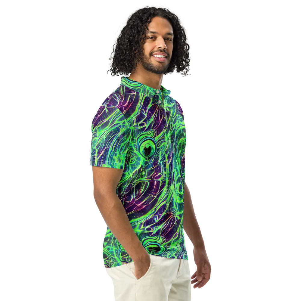 Synthwave Canopy on Men's Slim Fit Polo Shirt — Right Front
