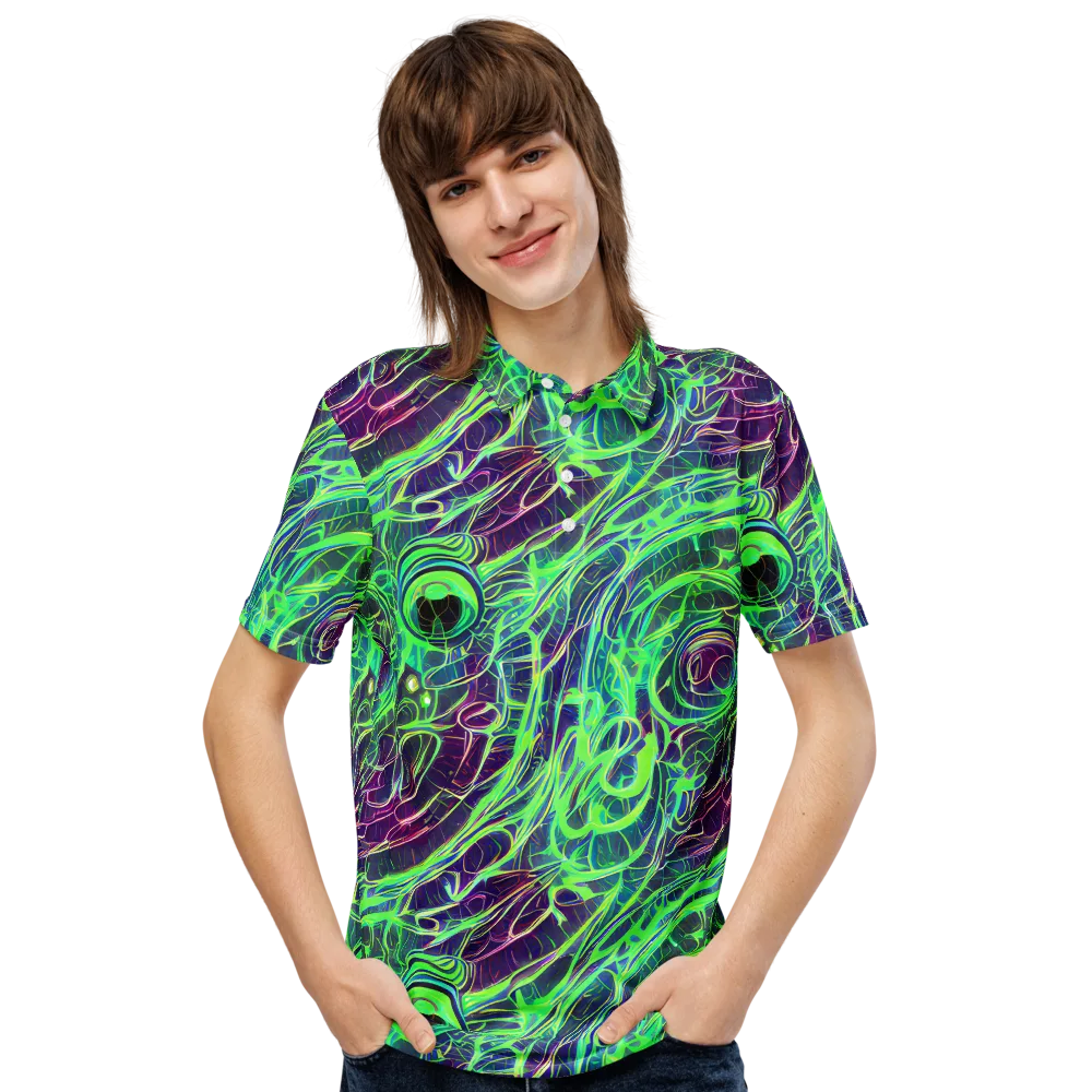 Synthwave Canopy on Men's Slim Fit Polo Shirt — Front