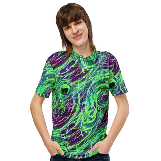 Synthwave Canopy on a Men's Slim Fit Polo Shirt