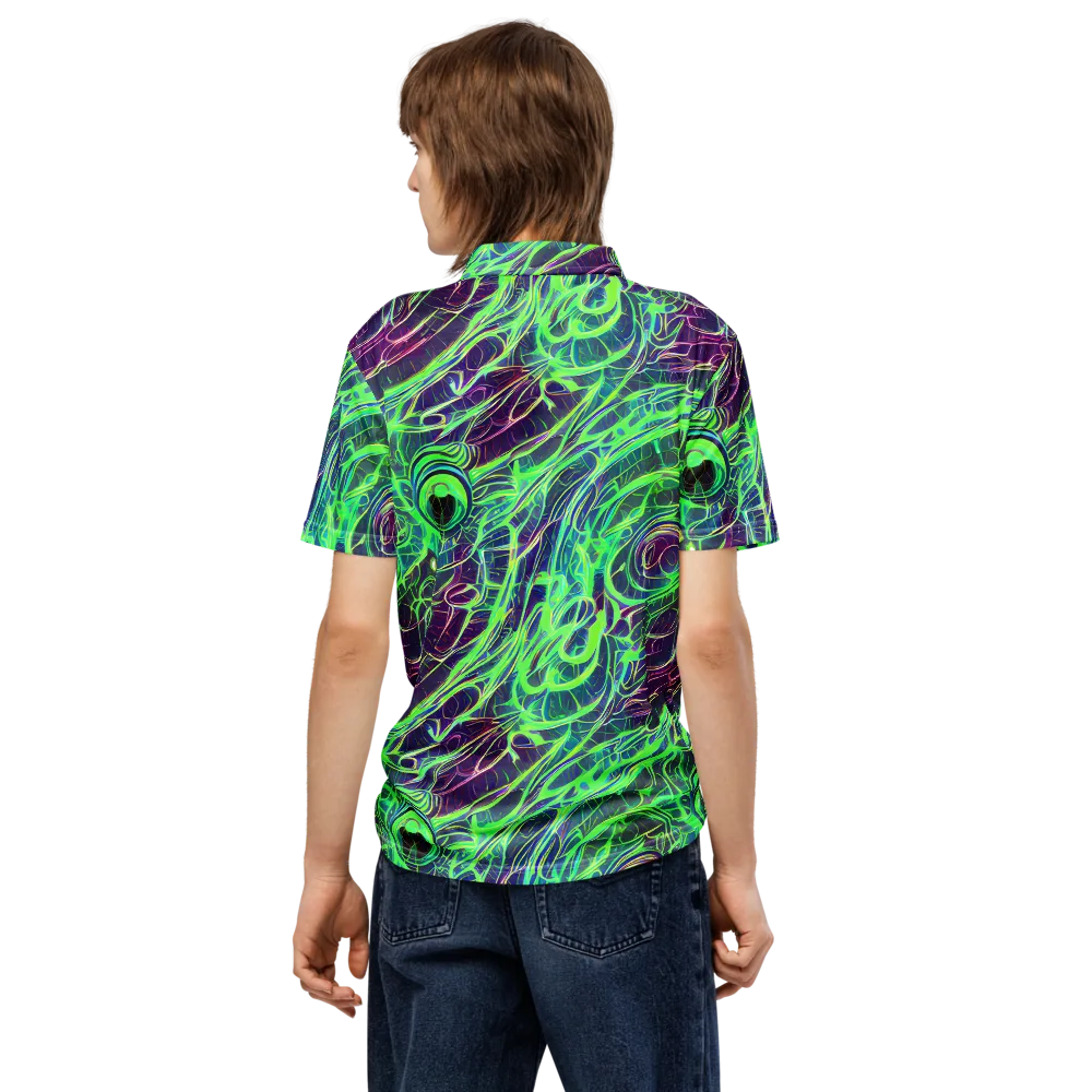 Synthwave Canopy on Men's Slim Fit Polo Shirt — Back