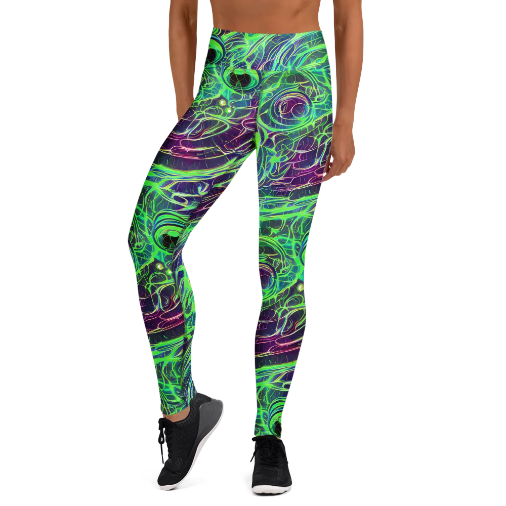 Synthwave Canopy on Yoga Leggings — Front