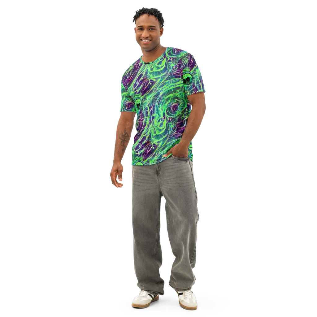 Synthwave Canopy on Men's Cotton Crew Neck T-Shirt — Front