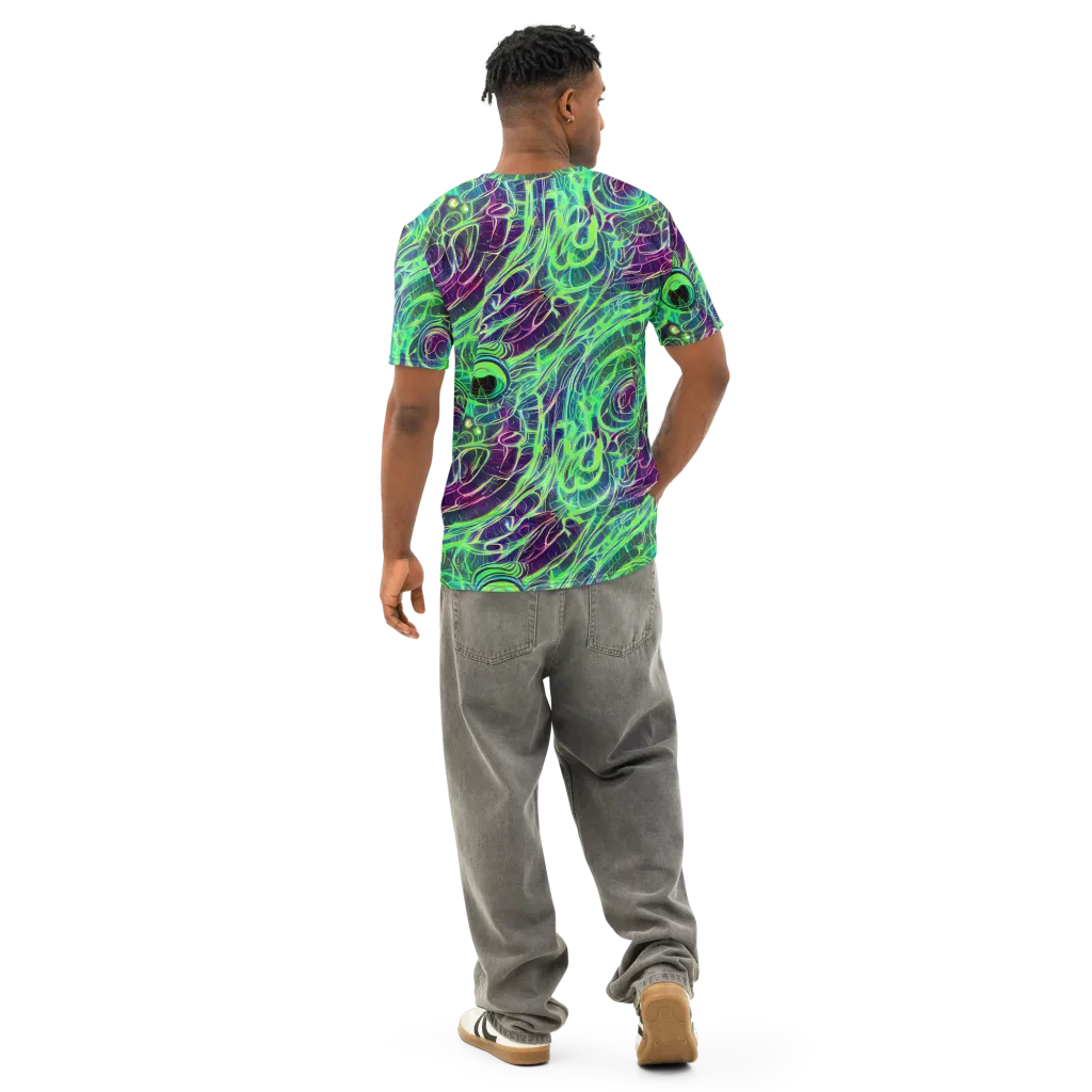 Synthwave Canopy on Men's Cotton Crew Neck T-Shirt — Back